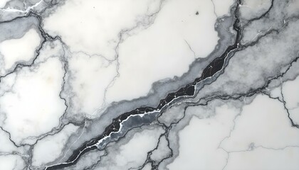 Elegant marble texture with prominent veining in white, gray, and black, creating a luxurious pattern ideal for bathrooms and kitchens.