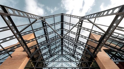 Fototapeta premium Steel Structure Design for External Roof Frame in Modern Architectural Construction
