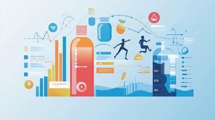 Visual infographic highlighting nutrition and hydration benefits, with clear, dynamic charts and icons illustrating their impact on performance and recovery.