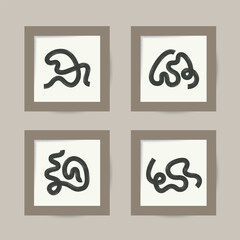 Hand drawn bold brush lines banner, wall art, poster. Abstract grunge wavy curved, geometric shapes