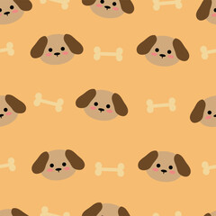 Seamless pattern with cute cartoon brown dogs, for fabric prints, textiles, gift wrapping paper. children's flat and colorful style