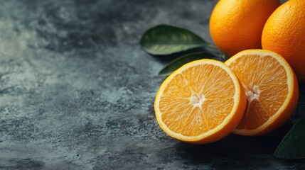 Freshly Sliced Oranges on a Rustic Background
