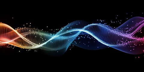 An abstract DNA strand with colorful, dynamic lines.