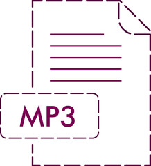 MP3 File format icon rounded dashed outline