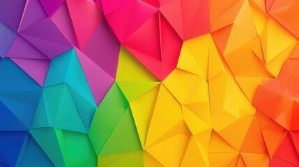 Obraz premium Vibrant Geometric Harmony, a modern art piece featuring dynamic geometric shapes in a spectrum of rainbow colors set against a vivid rainbow backdrop, exuding contemporary style.