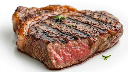 Close-up of a juicy and flavorful steak, perfectly seared in a caramelized crust, with succulent, flavorful meat and grilled meat