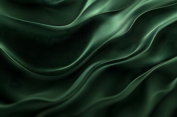 Obraz premium Abstract green background with wavy lines, a dark green gradient