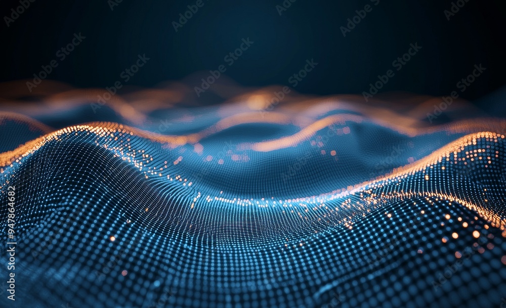 Poster the global network. blockchain. 3d illustration. neural networks and stocks. abstract techno backgro