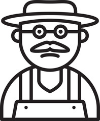 Old Farmer Avatar Line Art

