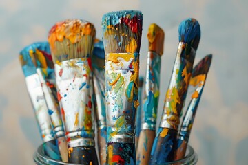 Fototapeta premium A Vibrant Collection of Paintbrushes Ready for Artistic Expression