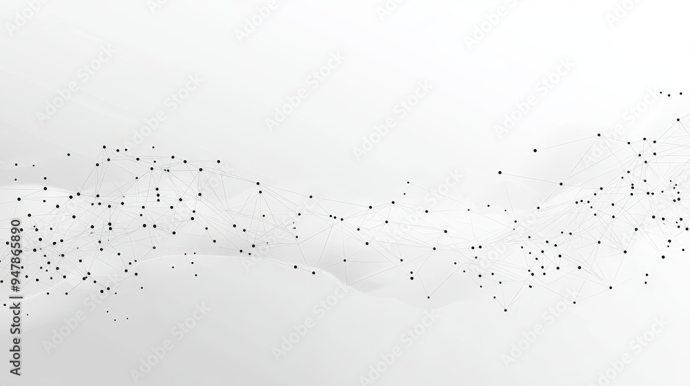 Poster abstract wave background. white wave with connecting dots and lines on dark background. a wave of pa