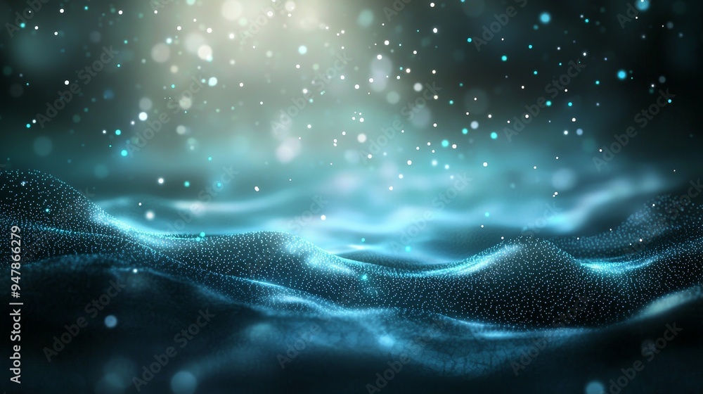 Poster big data visualization. digital background. analytics representation. wave of particles. four-k rend