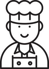 Male Chef Avatar Line Art
