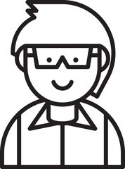 Nerd Student Avatar Line Art