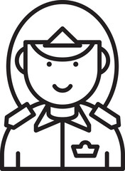 Woman Police Avatar Line Art