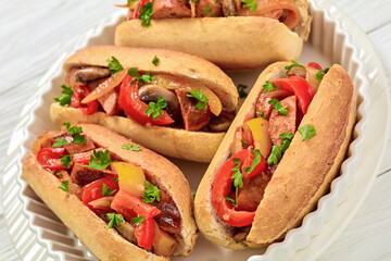 zesty sausage, pepper, mushroom and onion hoagies