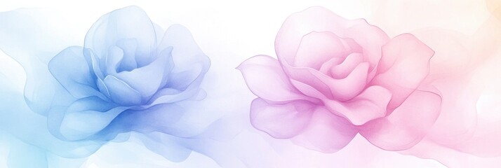 Naklejka premium Delicate Floral Harmony, Abstract Digital Roses in Soft Pastel Shades