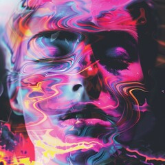 Naklejka premium Abstract portrait with vibrant colors.