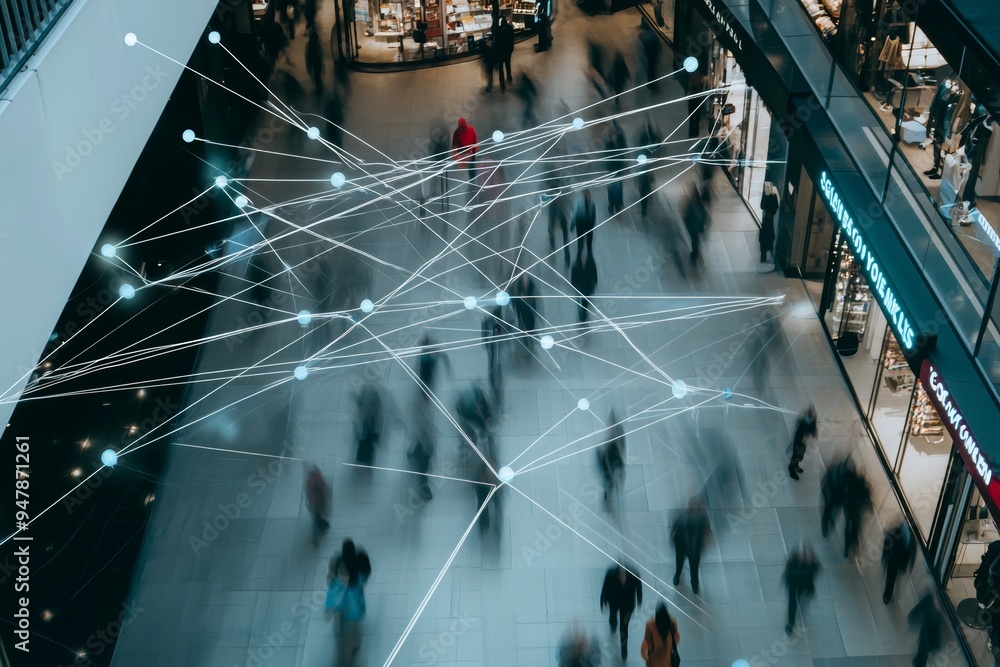 Poster with machine learning, deep neural networks, and the stock network in smart stores, smart retail con