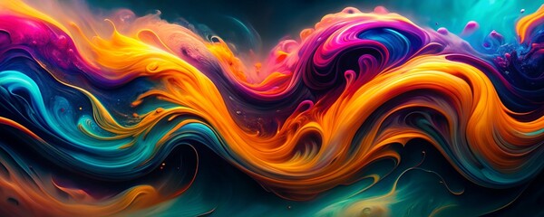 An artistic representation of vibrant swirling waves filled with rich colors like blue, purple, orange, and pink. The dynamic patterns create an intriguing abstract detail.