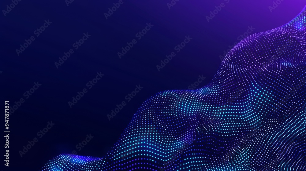 Poster wave of music. abstract background with dots and lines interwoven. 3d rendering.