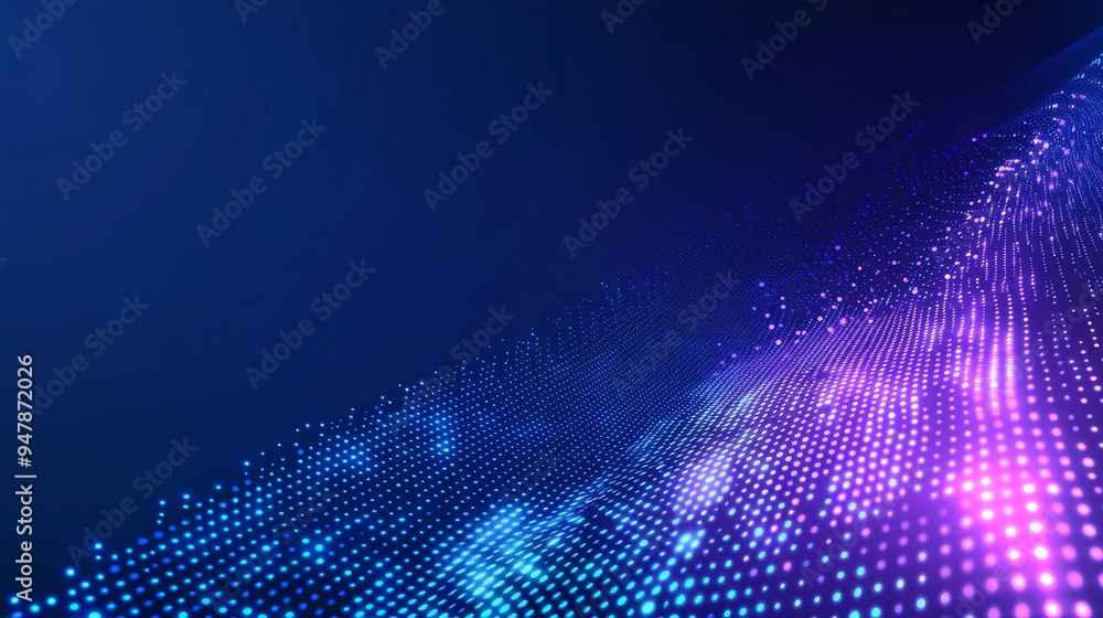 Poster rhythmic wave of musical sounds. abstract background with interweaving dots and lines. 3d rendering.