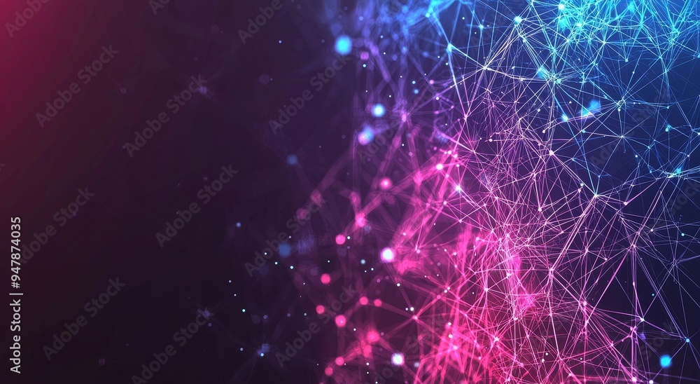 Poster a neural network 3d illustration. abstract concept of big data. stock and database global. a bright,