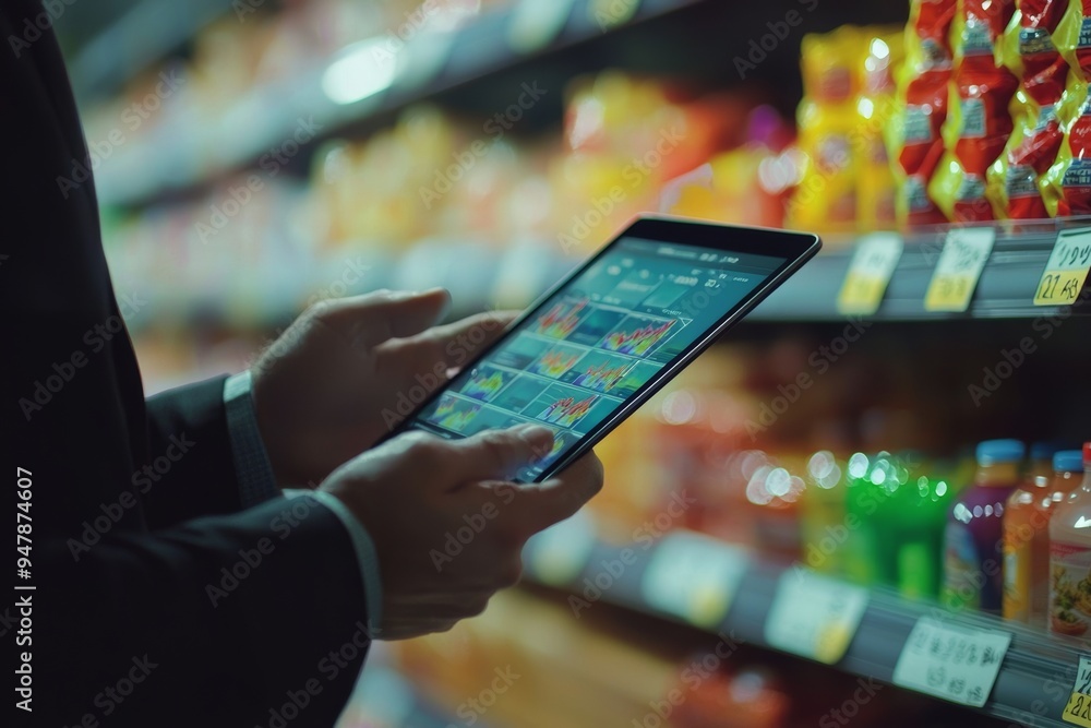 Poster the concept of smart retail based on the iot uses augmented reality to monitor data of out-of-shelf 