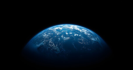 Stunning 3D View of Earth from Space Capturing Half of the Globe Against the Darkness of the Universe.
