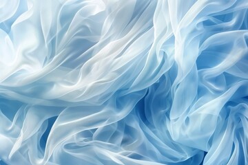 Obraz premium Abstract Background of Semitransparent Gentle Pale Blue Fabric, Flowing Wavy Drapery Texture