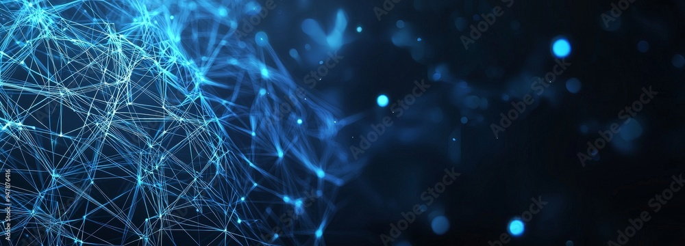 Poster network or connection corrupted. digital background of points and lines. glowing plexus. abstract te