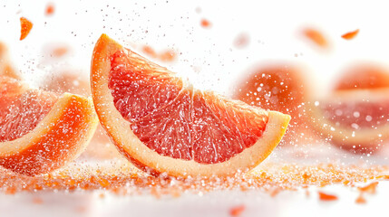 Fresh Grapefruit Slices Splashing in Water