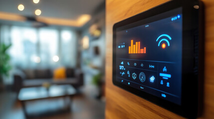 Obraz premium Smart home security system with IoT device protection. Modern security equipment.