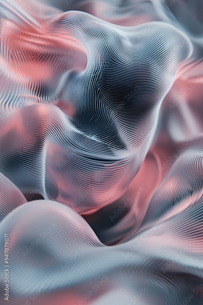 Poster an abstract piece of art evolves on a digital platform, driven by ai algorithms, with surrounding sp