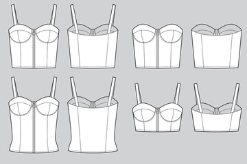 Set of corset and corselet tops