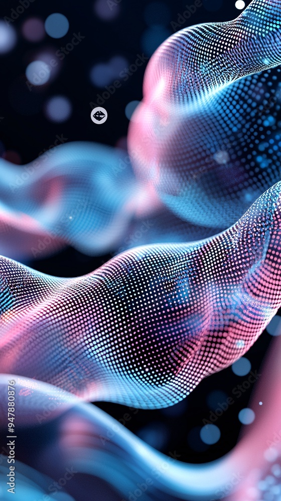 Poster a close-up of ai-generated patterns forming a unique piece of digital art on a tablet, with surround