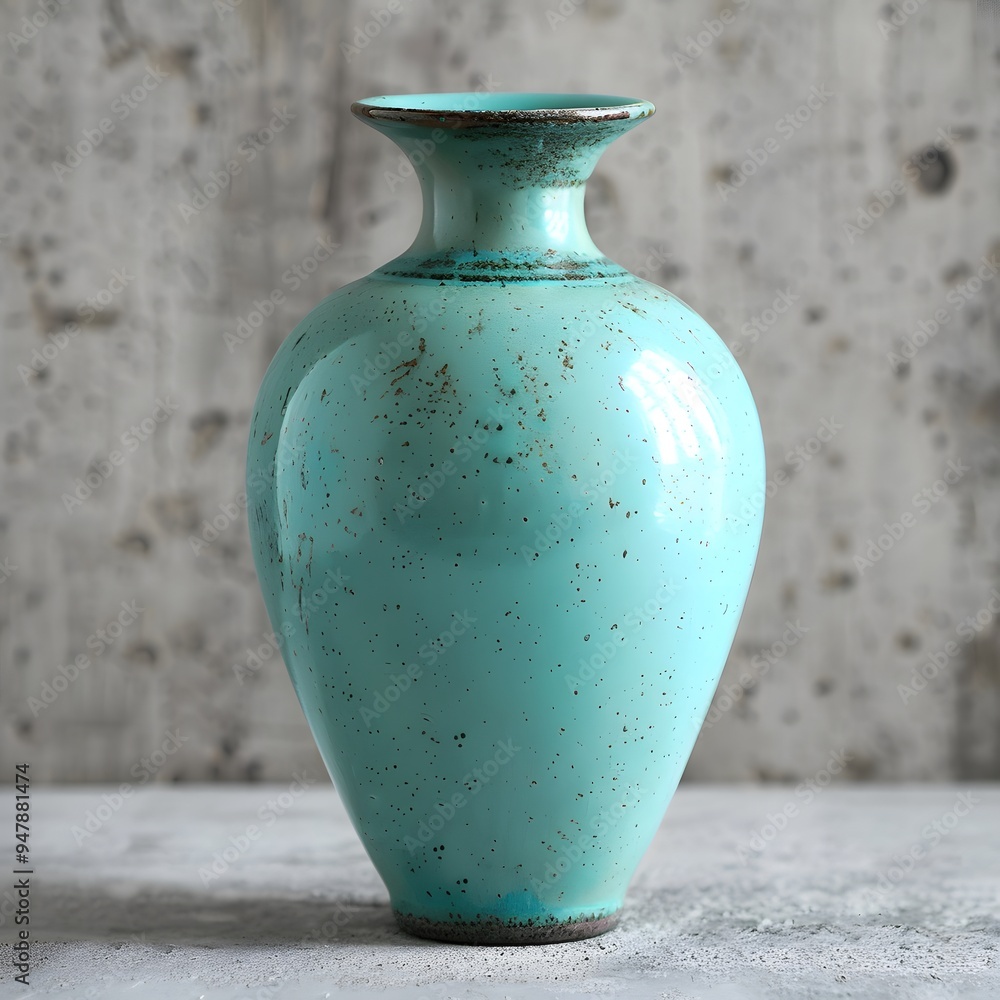 Poster elegant turquoise vase with unique texture and shape