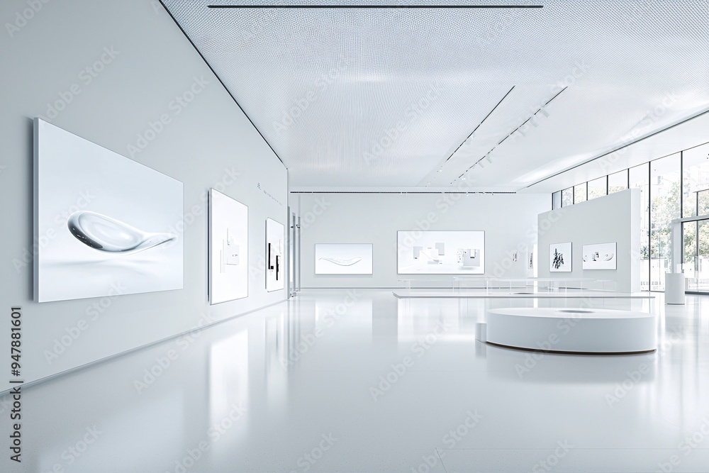 Poster a gallery featuring ai-generated art, where visitors interact with the pieces using augmented realit