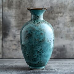 Elegant Turquoise Vase with Unique Texture and Design