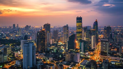 Obraz premium Sunset Skyline of Bangkok