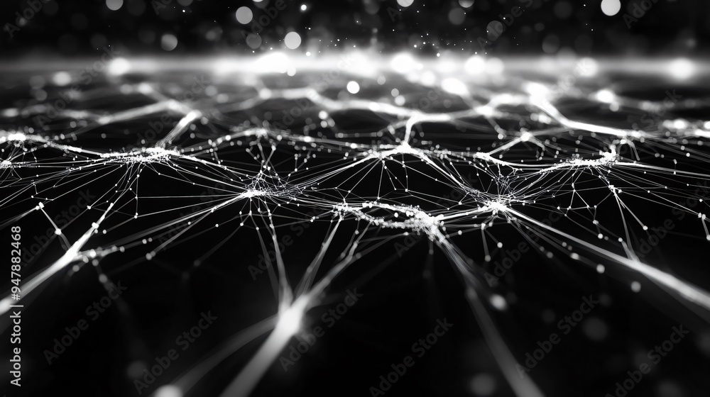 Aufkleber a stunning abstract representation of interconnected networks and glowing nodes against a dark backg
