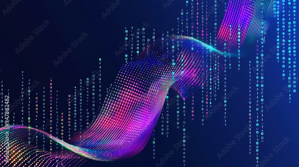 Aufkleber an illustration of big data technology and data science. data flow concept. quick and easy way to qu