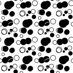 Beautiful seamless pattern with many white and  black circle on the white background for card , papers, fabric or branding.