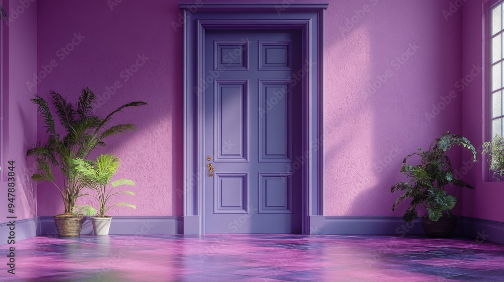 Poster 3d render violet double door wide opene3d architectural or interior element isolate3d on lilac backg