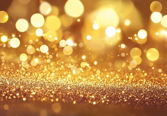 Abstract gold background with bokeh light, glitter glow magical moment luxury atmosphere on ground stage, generational AI