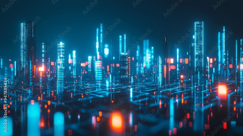 Poster technology digital data abstract background, data analysis and access to digital data, particle and 