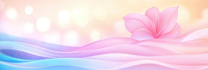 Elegant Floral Background, Soft Pink Flower in a Flowing Colorful Landscape