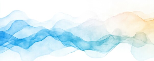 Fototapeta premium Serene Abstract Waves, A Tranquil Visual Experience in Soft Blue and Orange Tones