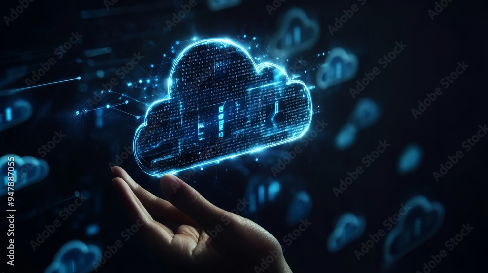 Poster cloud computing technology. data storage. cloud computing technology internet storage network concep