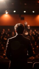 Speaker giving a talk at business conference meeting